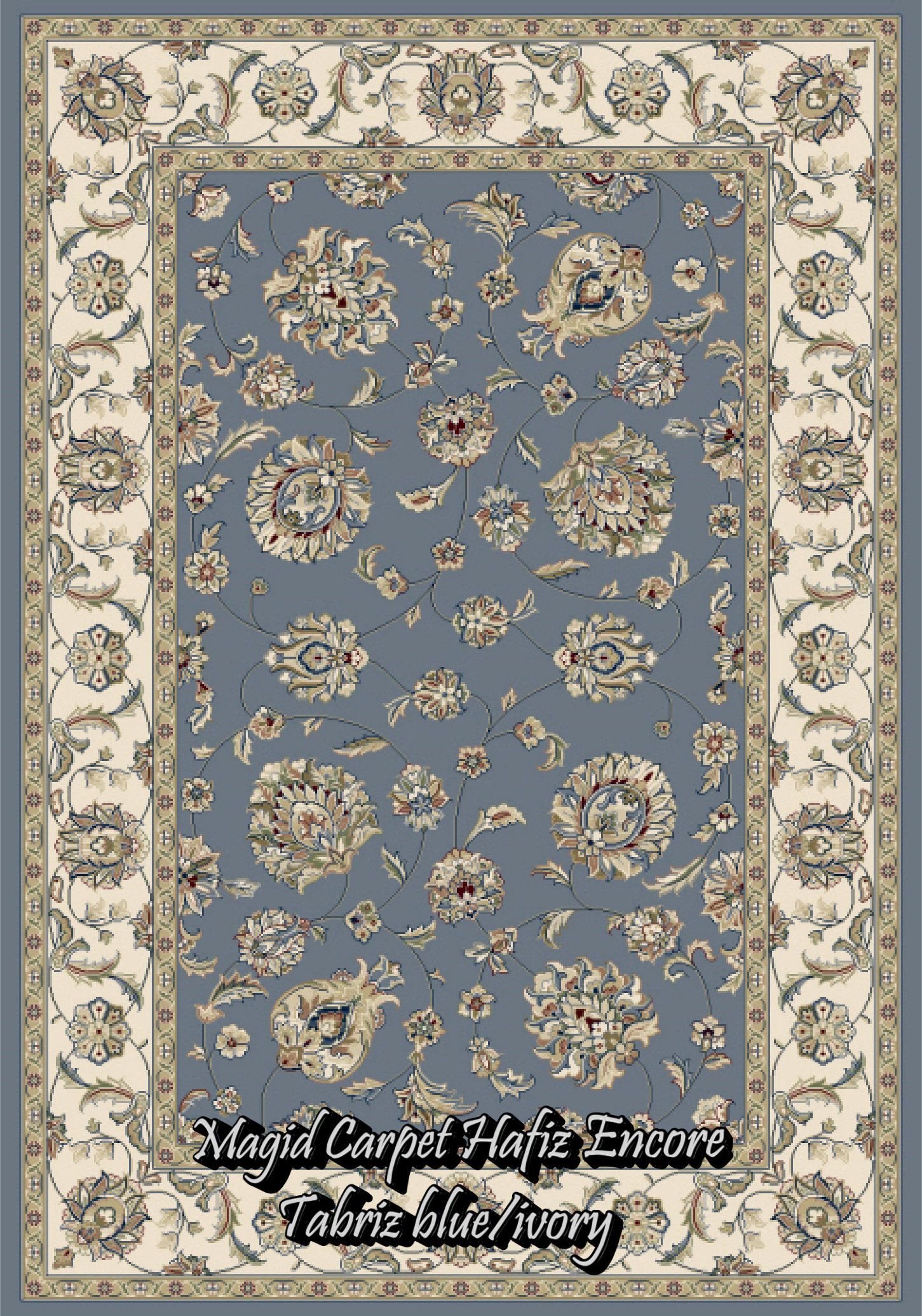 Tabriz blue-ivory