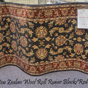 2’6” New Zealan Wool Roll Runer Black-Red
