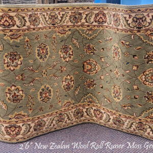 2’6” New Zealan Wool Roll Runer Moss Green